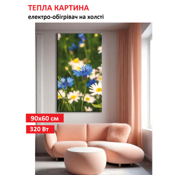 Картина-обогреватель "васильки" на холсте Monocrystal 90x60 см 320 Вт