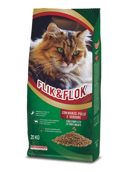 Повнораціонний сухий корм Flik & Flock для котів з яловичиною куркою злаками та овочами підтримка життєвої енергії 20 кг 01242
