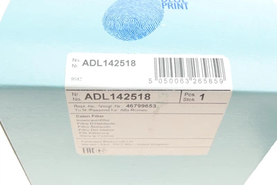 Фільтр салону Alfa Romeo 147/156 97-10 вугільний к-кт 2шт. ADL142518