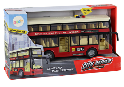 Autobus piętrowy Lean Toys miejski ze światłami i dźwiękami 1:16 Czerwony (16934) (5905884455272)