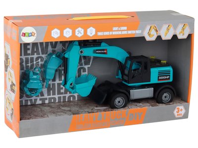 Zestaw Lean Toys Koparka DIY pojazd budowlany z wiertnicą i chwytakiem Niebieska (17199) (5905991000228)