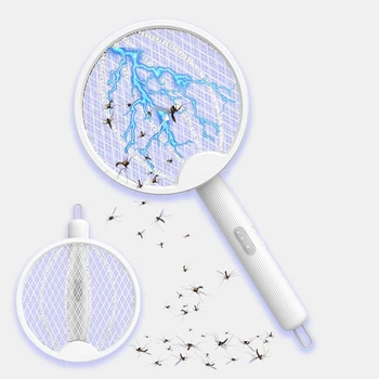 Ракетка мухобойка для комаров и насекомых электрическая 3 режима установки Mosquito Swatter белая (GS-187332)