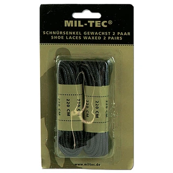 Шнуровки тактические Mil-Tec вощенные Shoelaces Waxed 220 см Черный (M-T)