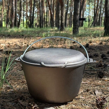 Казан туристичний КТ-10КС чавунний з кришкою-сковородою 10л (KT10-2)