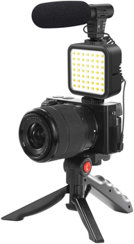 Набір блогера Platinet мікрофон + LED-лампа + штатив + тримач для телефону (PMVG4IN1)