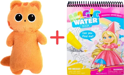 Набор Игрушка подарочная Inka Toys Кот Руди 21x28x59 см + Водная раскраска Qunxing Играй и учись (4820266221799_1)