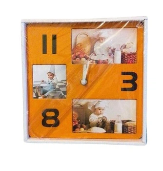 Часы Фоторамка Квадрат Clock 21,5x3,5x21,5см оранжевый (3291)