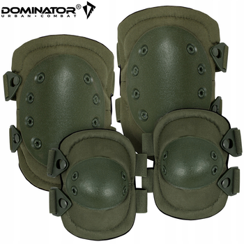 Комплект захисних наколінників і налокітників Dominator оливковий універсальний для військових і спорту