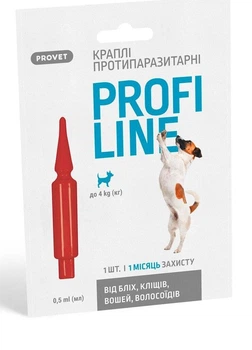 Краплі Provet PROFILINE для собак до 4 кг інсектоакарицид 1 піпетка по 0,5 мл