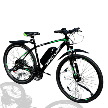 Велосипед з Е-комплектом 29" Tracker 2024 Рама 18" black-green 500w 48v 10 ah/ до 35 км запас ходу+дисплей LSD-1+PAS-ассистент+круїз-контроль