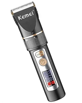 Профессиональная аккумуляторная машинка для стрижки Kemei KM-5073 с ЖК-дисплеем и 3 насадками