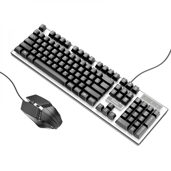 Проводные игровые клавиатура и мышь Hoco GM18, USB, 1.46m, 1.5m, 800-1200DPI, RGB, Чёрный