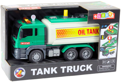 Ciężarówka cysterna Lean Toys z wodą ze światłami i dźwiękami 1:14 Zielona (21446) (5905991038429)