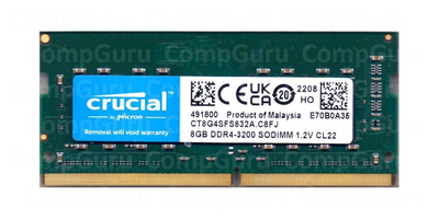 Оперативная память для ноутбука Crucial DDR4 8GB 3200MHz SO-DIMM PC4-3200 (CT8G4SFS832A.C8FJ)