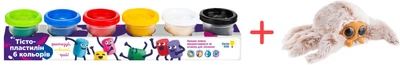 Набор Тесто-пластилин для детского творчества Genio Kids 6 цветов + Игрушка DGT-PLUSH Паук (4820266220167_1)