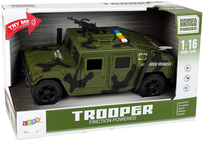 Pojazd wojskowy Lean Toys z napędem frykcyjnym, światłem i dźwiękiem Zielony (12756) (5905214977948)