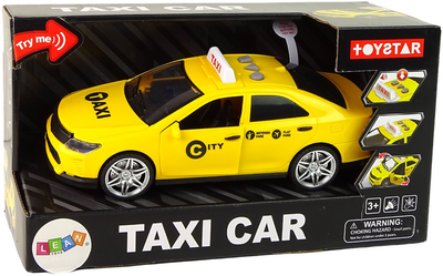 Taksówka Lean Toys z dźwiękiem i światłami 1:14 Żółta (15474) (5905515358521)
