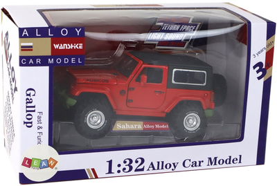 Auto terenowe Lean Toys metalowe z napędem frykcyjnym na baterie 1:32 Czerwone (16291) (5905679078242)
