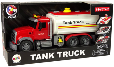 Ciężarówka cysterna Lean Toys z dźwiękiem i światłami Biała (9529) (5904204755511)