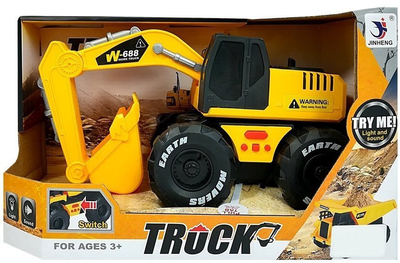 Koparka Lean Toys z napędem frykcyjnym, dźwiękami i światłami Żółta (5645) (5905679070895)