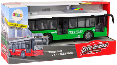 Autobus Lean Toys na baterie ze światłami dźwiękami i napędem frykcyjnym 1:16 Zielony (16931) (5905884455241)