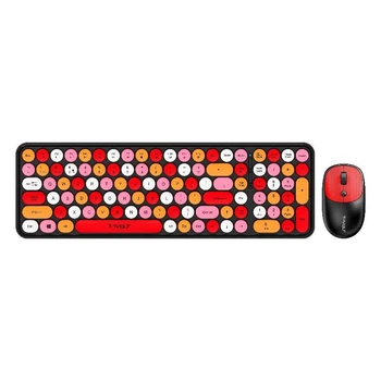 Бездротова клавіатура та миша T-Wolf TF350 Colorful, 2.4G, 800-1600DPI, Чорний/Червоний