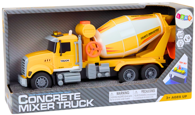 Ciężarówka betoniarka Lean Toys z napędem frykcyjnym efektami świetlnymi i dźwiękowymi Żółta (18721) (5905991018292)