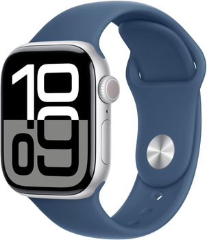 Смарт-годинник Apple Watch Series 10 GPS + Cellular 42mm Silver Aluminium Case with Denim Sport Band - S/M (MWX33QH/A)