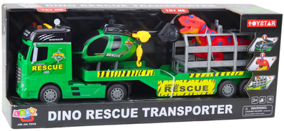 Zestaw zabawek Lean Toys Ratowniczy ze światłami i dźwiękami Ciężarówka + Helikopter + Samochód + Dinozaur (21482) (5905991038788)