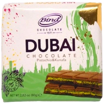 Молочный шоколад Bind Dubai С фисташковой начинкой и кадаифом 80 г (8000021017341)