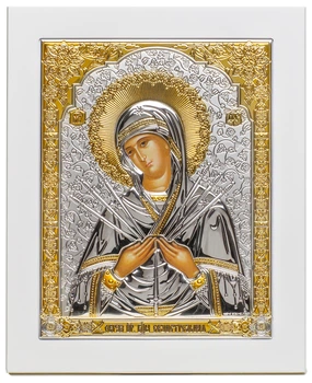 Ікона срібна Ekklesia Семистрільна Богородиця (23x27,9 см.) (6699/4W)