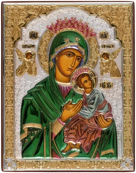 Ікона срібна Ekklesia Неустанної Помочі(Страсна) Богородиця (18,3x23,1 см.) (6788/4CO)