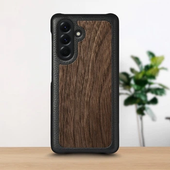 Кожаная накладка Stenk WoodBacker для Samsung Galaxy A56 Чёрный (79342)