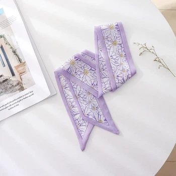 Хустинка-стрічка твіллі для волосся на шию на руку на сумку Honey Fashion Accessories фіолетовий (12-348/4)
