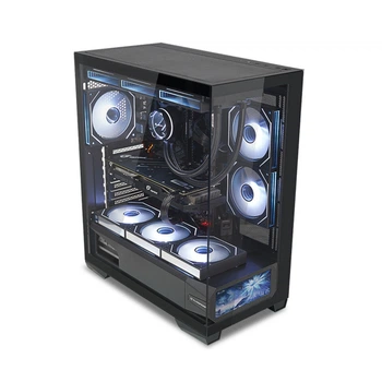 Корпус ALmordor qx25a lcd Black, без бп, для ATX/MicroATX/Mini itx, 1xUSB-C, 2xUSB-A 3.0, макс. cpu - 160 мм/vga - 410 мм/psu - 180 мм, скляні ліва та лицьова панелі, LCD-екран 6.2" (alqx25abk_lcd)
