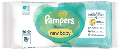 Влажные салфетки Pampers Harmonie Premium Cotton New Baby с клапаном 2x46= 92шт