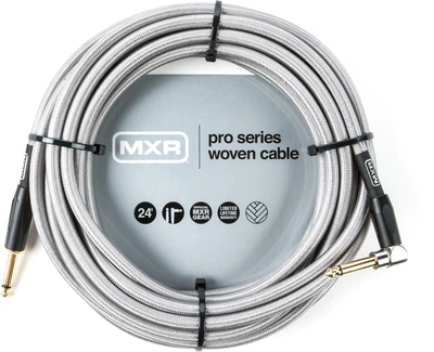 Кабель инструментальный MXR Pro DCIW24R Woven Silver (Jack 6.3 мм/Jack 6.3 мм (угловой), 7.3 м) (R126394)