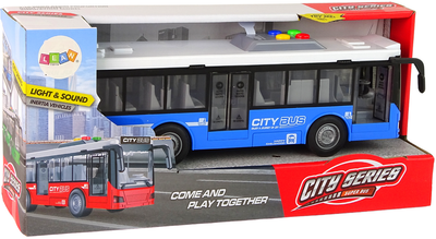 Autobus Lean Toys na baterie ze światłami dźwiękami i napędem frykcyjnym 1:16 Niebieski (16958) (5905884456170)