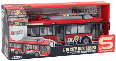 Trolejbus Lean Toys ze światłami dźwiękami i napędem 1:16 Czerwony (19969) (5905991017875)