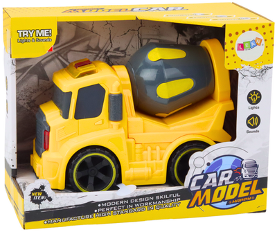 Autko betoniarka Lean Toys obracana z napędem światłami i dźwiękami Żółta (18697) (5905991018674)