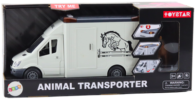 Auto transporter Lean Toys koni z otwieranymi drzwiami ze światłem i dźwiękiem Biały (20484) (5905991027713)