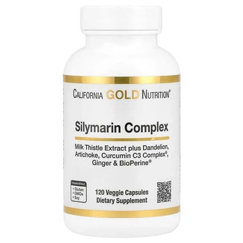 Силімариновий комплекс для печінки California Gold Nutrition Silymarin Complex Liver Health (розторопша артишок куркуму) 120 капсул