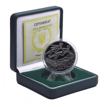 Монета Украина 10 гривен 2001 Серебро Proof Танцы на льду - XIX Зимние олимпийские игры в Солт-Лейк-Сити 2002 (Ag925)