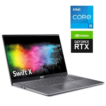 Ігровий ноутбук Acer Swift X SFX16-51G-55XR / 16.1" (1920x1080) IPS / Intel Core i5-11260H (6 (12) ядер по 2.6 - 4.4 GHz) / 16 GB DDR4 / 512 GB SSD / nVidia GeForce RTX 3050, 4 GB GDDR6, 128-bit / WebCam б/в