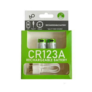Аккумуляторные батарейки CR123A 3.7V 700mAh Smartoools с зарядкой USB Type-C (2 шт, Li-ion)