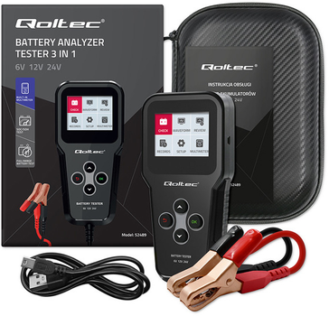 Cyfrowy tester akumulatora Qoltec 3-in-1 z wyświetlaczem LCD 6V 12V 24V 10Ah-200Ah (5901878524894)