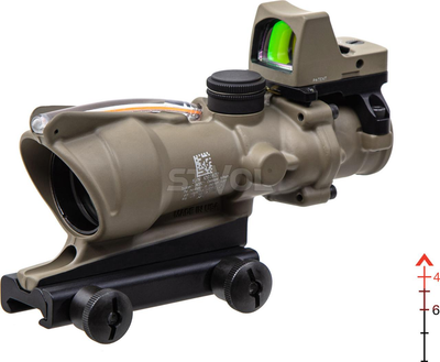 Комплект TRIJICON прицел ACOG 4x32 BAC и прицел коллиматорный RMR 3.25 МОА FDE