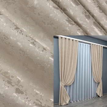 Комплект готовых штор VR-Textil Лен мрамор Pavliani VO № 1767ш бежевый 150х270 см 2 шт (33-0723)