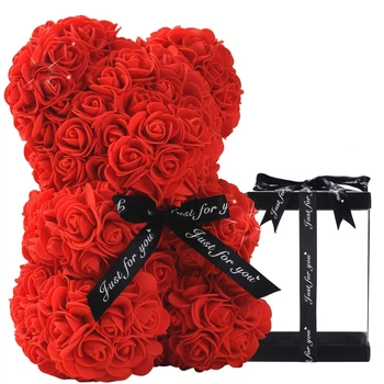 Букет-Медведик из 3D роз Teddy Bear 25см в подарочной коробке красный
