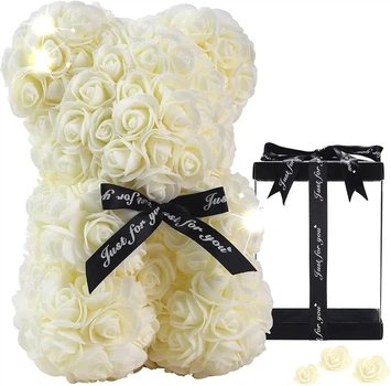 Букет-Медведик из 3D роз Teddy Bear 25см в подарочной коробке молочный